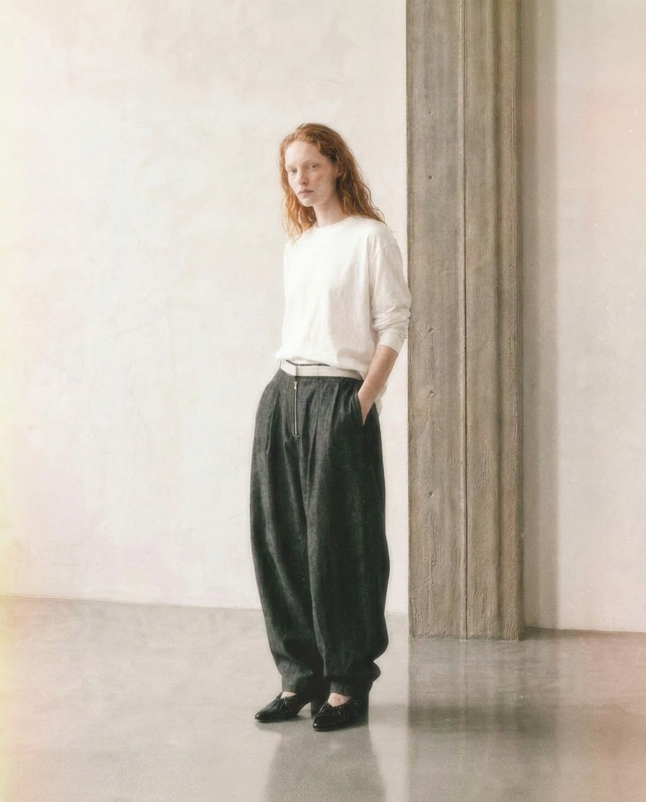 BARREL DENIM TROUSERS
