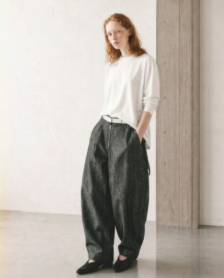 BARREL DENIM TROUSERS